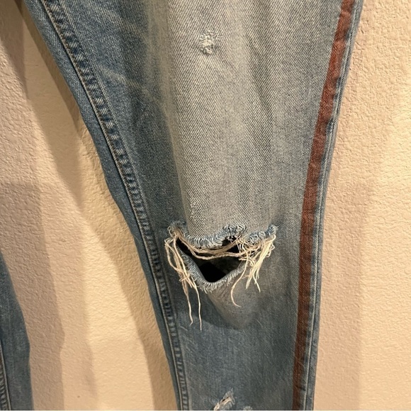 Abercrombie and Fitch Annie High Rise Girlfriend jeans blue w red stripe size 26 - Picture 12 of 13